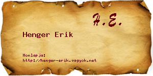 Henger Erik névjegykártya